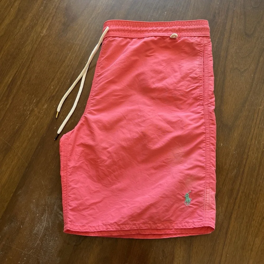 Polo Ralph Lauren Traveler Swim Trunks Mens Medium Pink Classic Mesh Lined 8